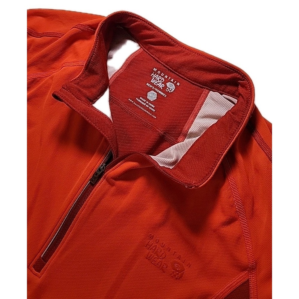 Mountain Hardwear 1/4 Zip Short Sleeve Shirt Mens MEDIUM Orange Hiking Outdoor